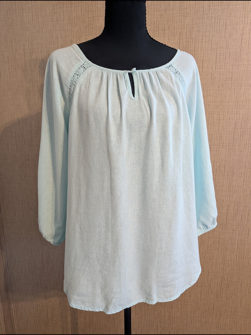 Saint Tropez West Pale Blue Lightweight Peasant Blouse